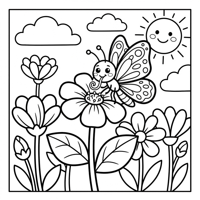 Free printable pollinator coloring pages — bee, butterfly, hummingbird, ladybug, moth